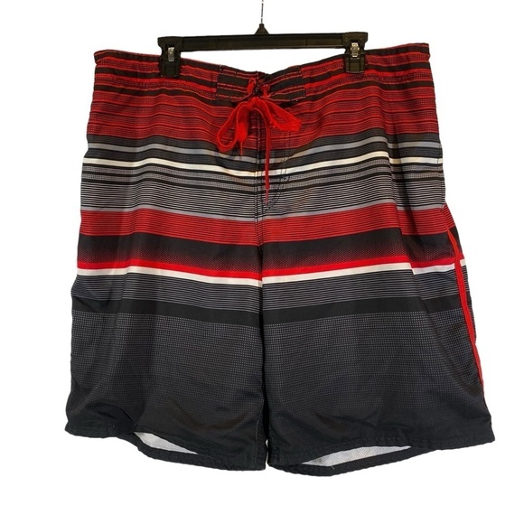 OCEAN PACIFIC OP Board shorts swim trunks mesh men's XL(40-42) Pockets Red Black - Picture 1 of 6